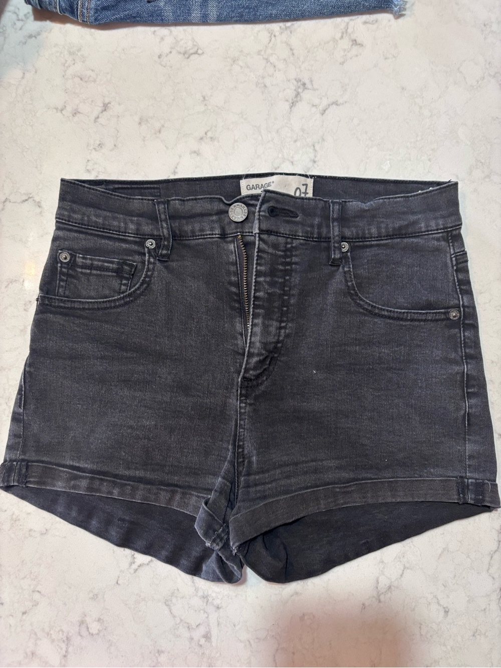 GARAGE Black High-Rise Denim Shorts